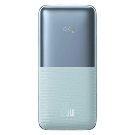 پاوربانک باسئوس مدل PPBD2-1020، ظرفیت 10000 میلی‌آمپر ساعت، مقاوم در برابر ضربه، مقاوم در برابر آب، پشتیبانی از فناوری شارژ سریع Power Delivery (PD)، جنس بدنه پلی‌کربنات با پوشش هاشوری، به همراه یک عدد کابل تبدیل USB به USB-C، دارای 3 درگاه خروجی